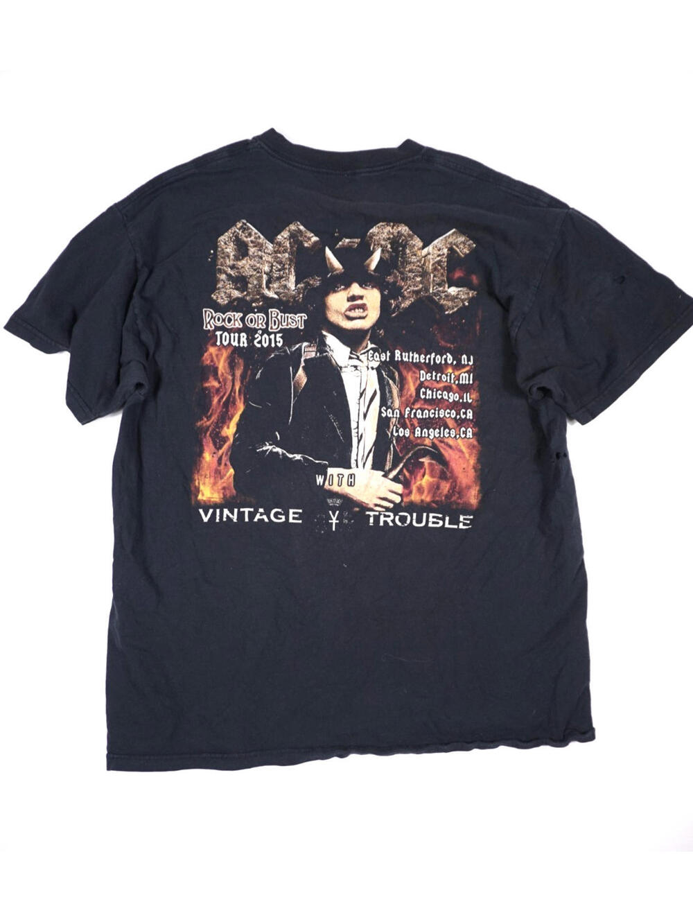 ACDC Tour T Shirt Large Mens Rock or Bust 2015 Graphic Band Concert Merch Tee